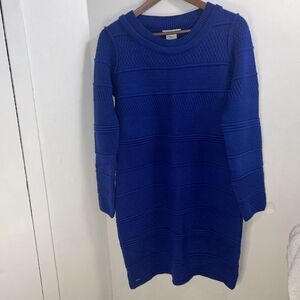 Lacoste Womens Cable-Knit Long Sleeve Crewneck Sweater Dress Blue Size 38